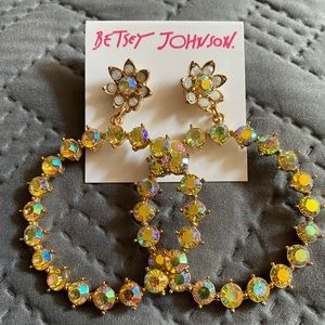 Betsey Johnson 2in Floral Hoop Gem NWT
